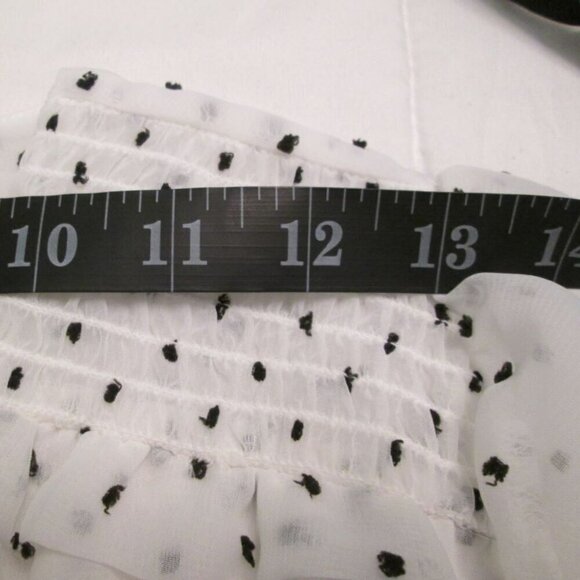 Beacon Apparel Peasant Long Sleeve V-Neck Blouse-White/Black-SP-NWT - Picture 10 of 16